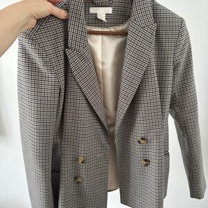 H&M Black and White Houndstooth Blazer